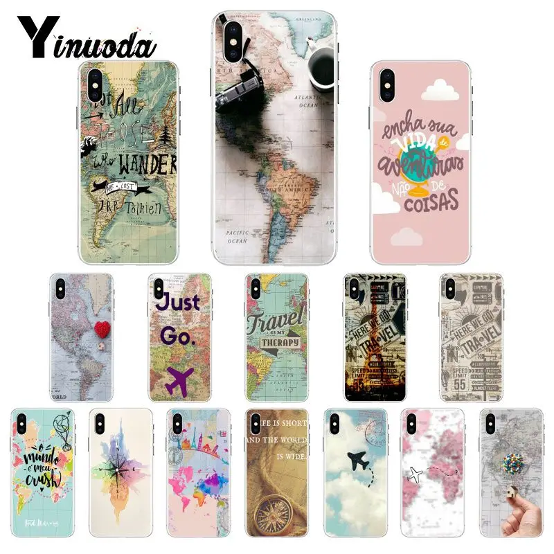 Yinuoda карта мира план путешествий Новинка чехол для телефона Fundas iPhone X XS MAX 6 6S 7 7plus 8