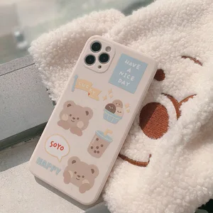 retro sweet bubble tea milk tea bear phone case for apple iphone 13 12 11 pro max xs max xr x 8 plus 7plus case cute soft cover free global shipping