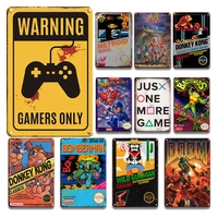 gamers only warning tin sign vintage baby gamer room decor metal plate retro old game poster living room metal fashion painting