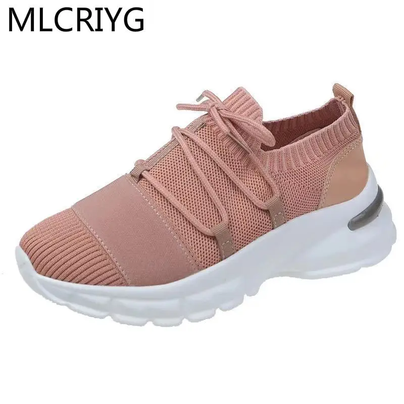 

Summer 2021 Shoes for Women Sneakers Mesh Breathable Ladies Outdoor Shoes Comfortable Vulcanized Shoes Chunky Platform Shoes