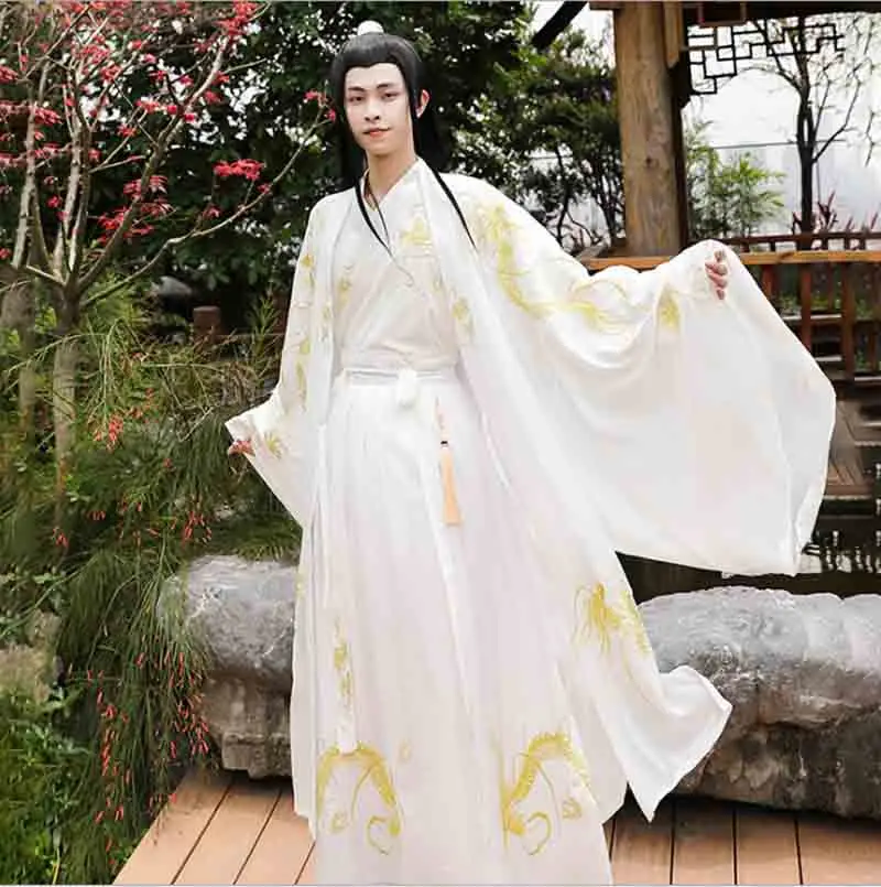 Мужской и Женский винтажный костюм Hanfu китайская старинная династия ханьфу