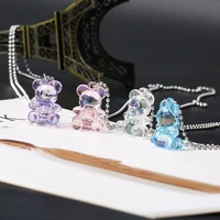 fashion 2021 new transparent color cute bear acrylic necklaces for women girls cool punk hip hop necklaces accessories