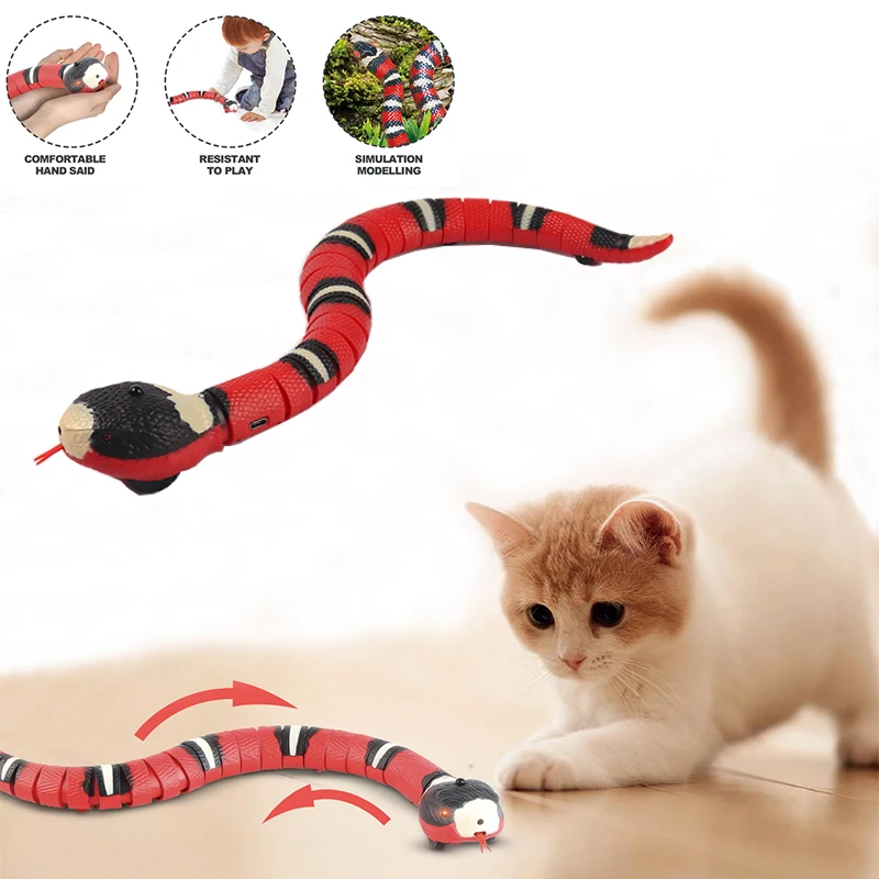 

Smart Sensing Cat Toys Snake Stimulating Cat Interactive Toy for Kitten Automatic Tease Pet Cat USB Charging Child Game Play Toy