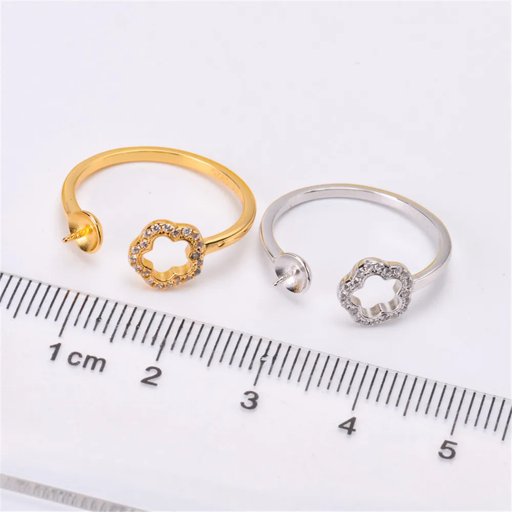 

Fashion Rings Resizable Design Rings Base 925 Sterling Silver Pearl Rings Settings Women DIY Pearl Rings Accessory No Pearl