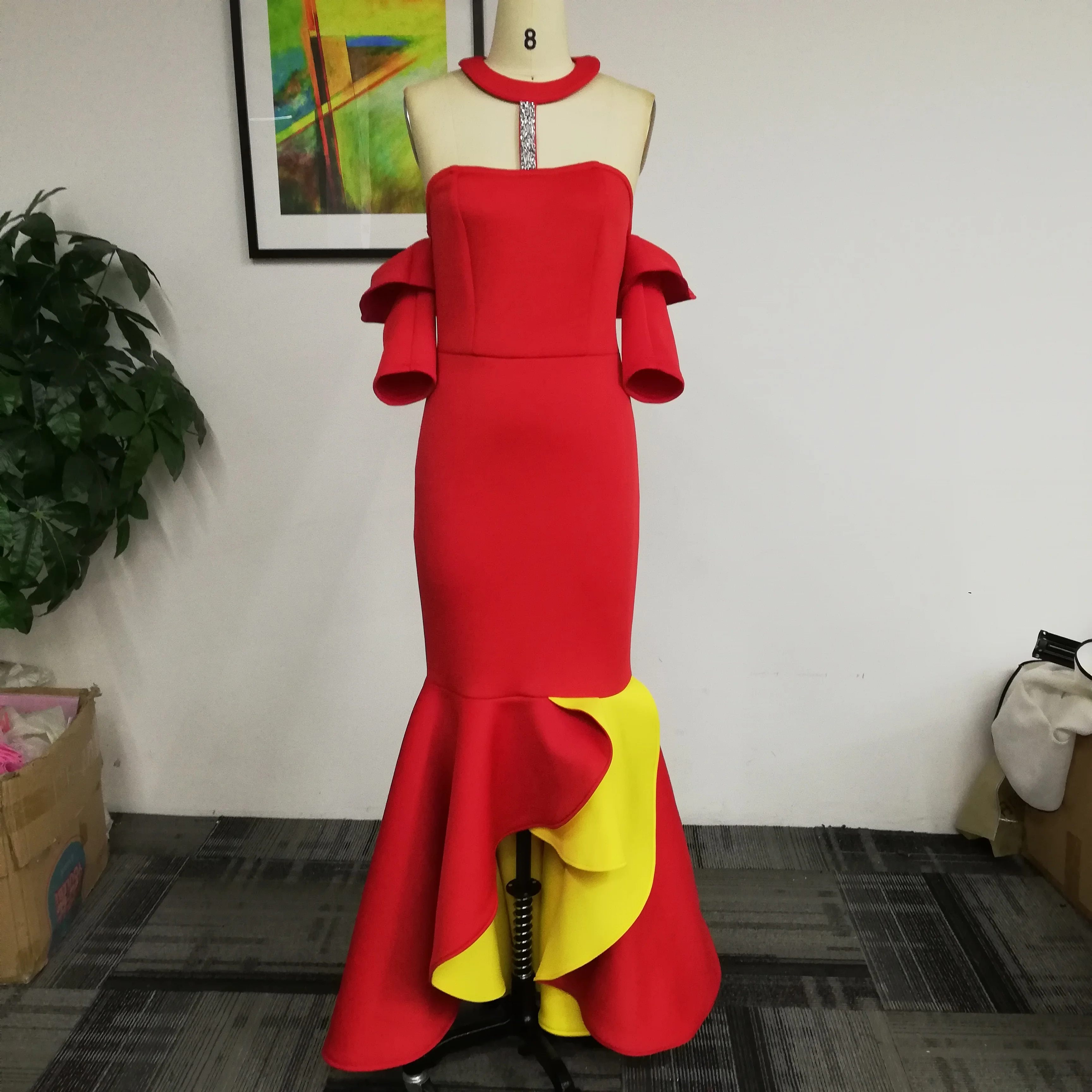 Сексуальные вечерние женские платья русалки красного цвета 2020 африканская юбка