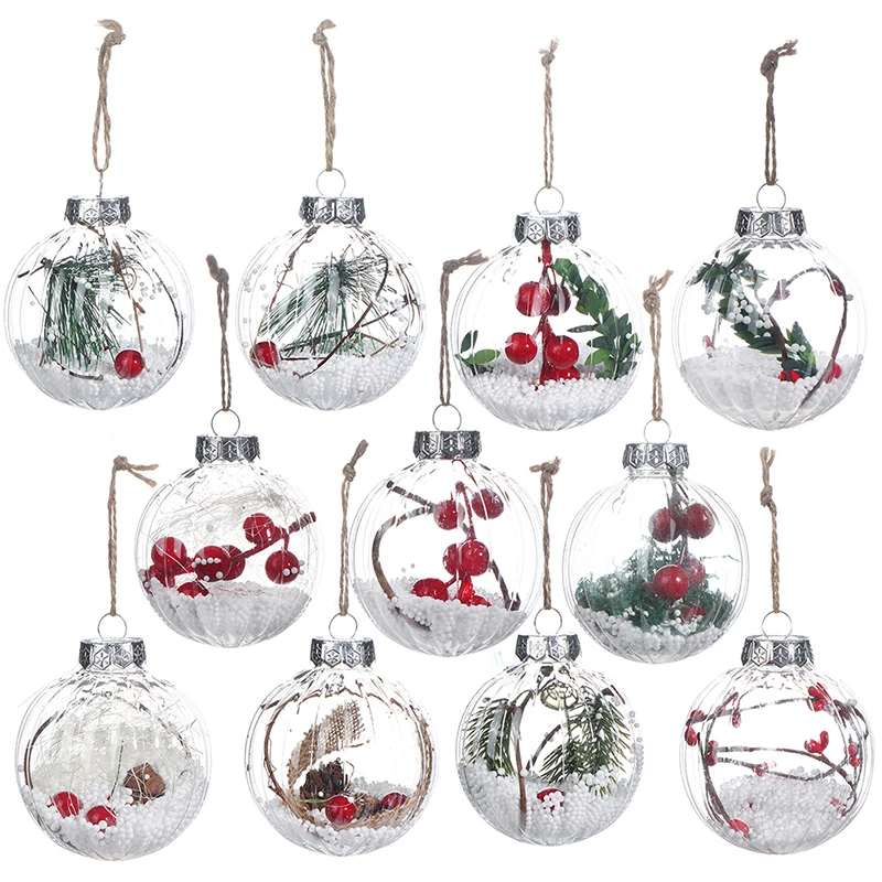

10Pcs Christmas Balls Ornaments 3 inch Clear Christmas Tree Hanging Ornaments