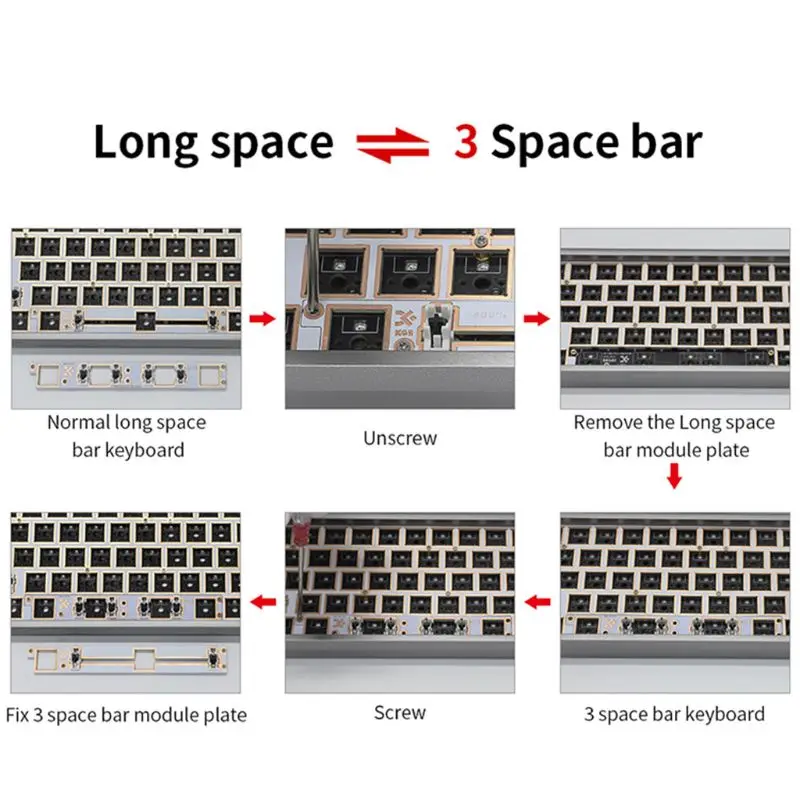 

GK64XS Hot Swap Programmable Bluetooth Mechanical Keyboard Pcb Custom Kits RGB Switch Type-c Usb Port Module suit GH60