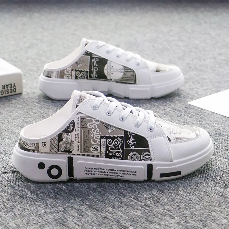 

2021 summer new style men's shoes Korean fashion one foot pedal breathable lazy little white shoes casual men's board shoes