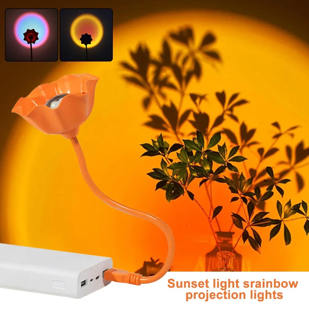 

Sunset Projection Lamp Rainbow Atmosphere Led Night Light Sunset Light For Home Bedroom Background Wall