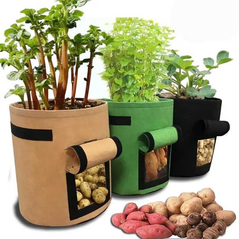 Potato Grow Bag, 3 Pack Potato Planter Bag/Plant Pots,7-Gallon Window Vegetable Planting Grow Bag,Double Layer Premium Breathabl