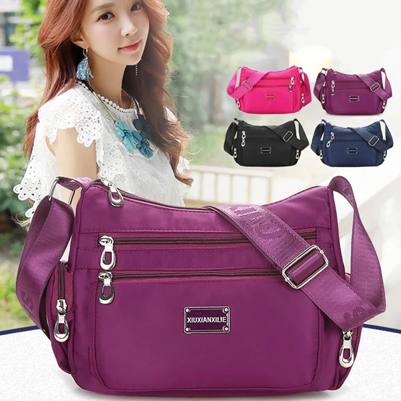 

2020 Fashion Nylon Shoulder Diagonal Bag Large Capacity Waterproof Women's Zipper Messenger Crossbody Bag Bolso Mujer