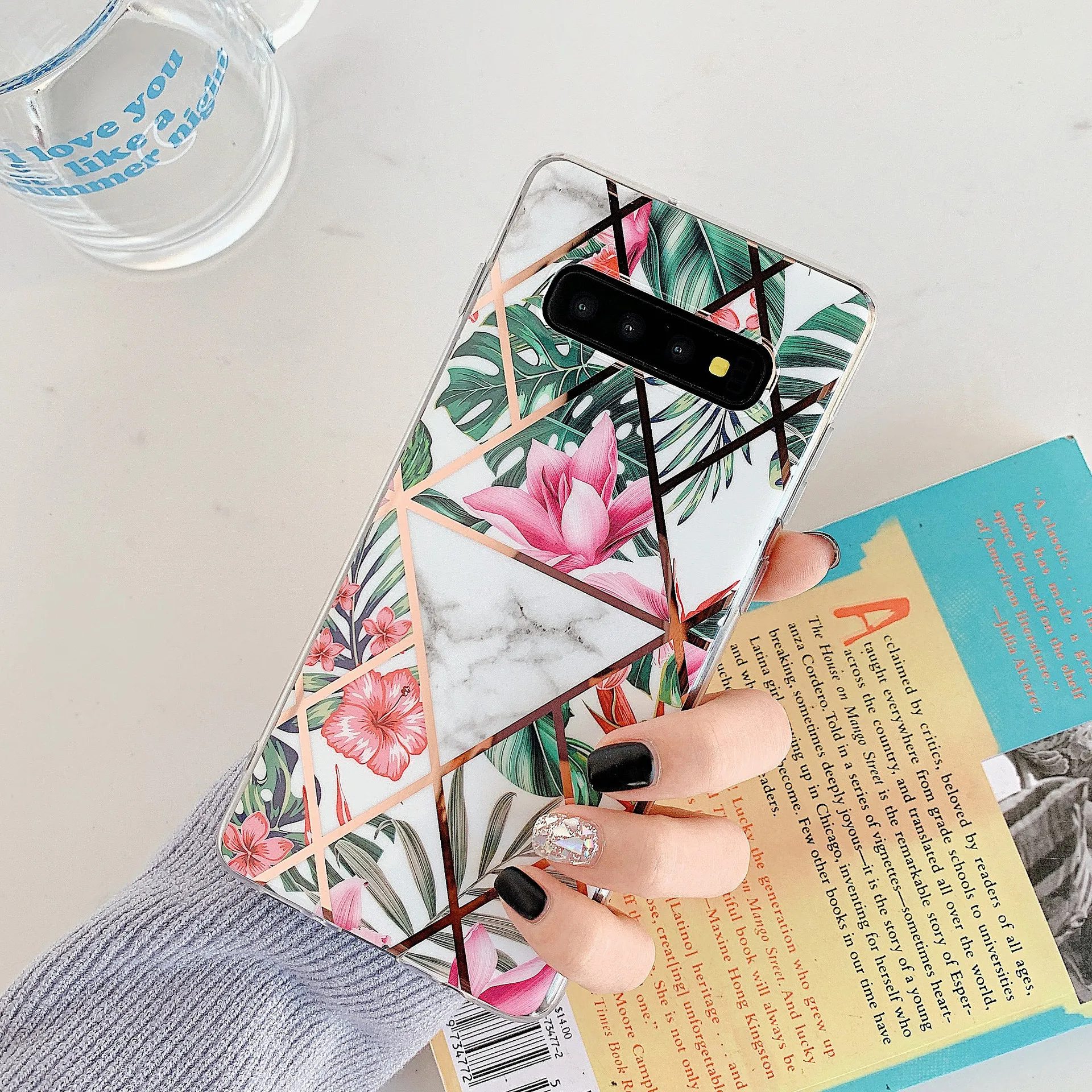 

Electroplated Flower Grass Marble Protective Case For Samsung Note 20 Ultra Note 10 Plus S20 Plus Ultra A51 A71 5G Protect Cover