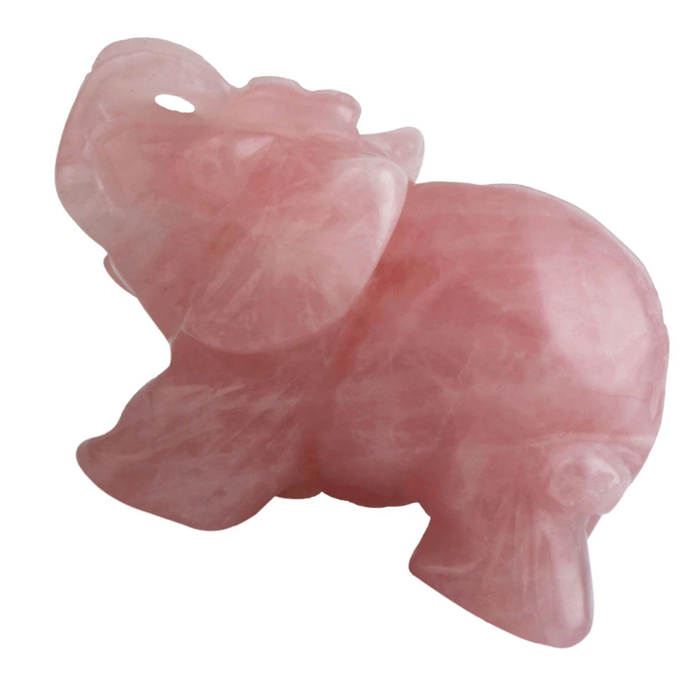 Розовый слон статуя натуральный драгоценный камень резьба исцеляющий Кристалл