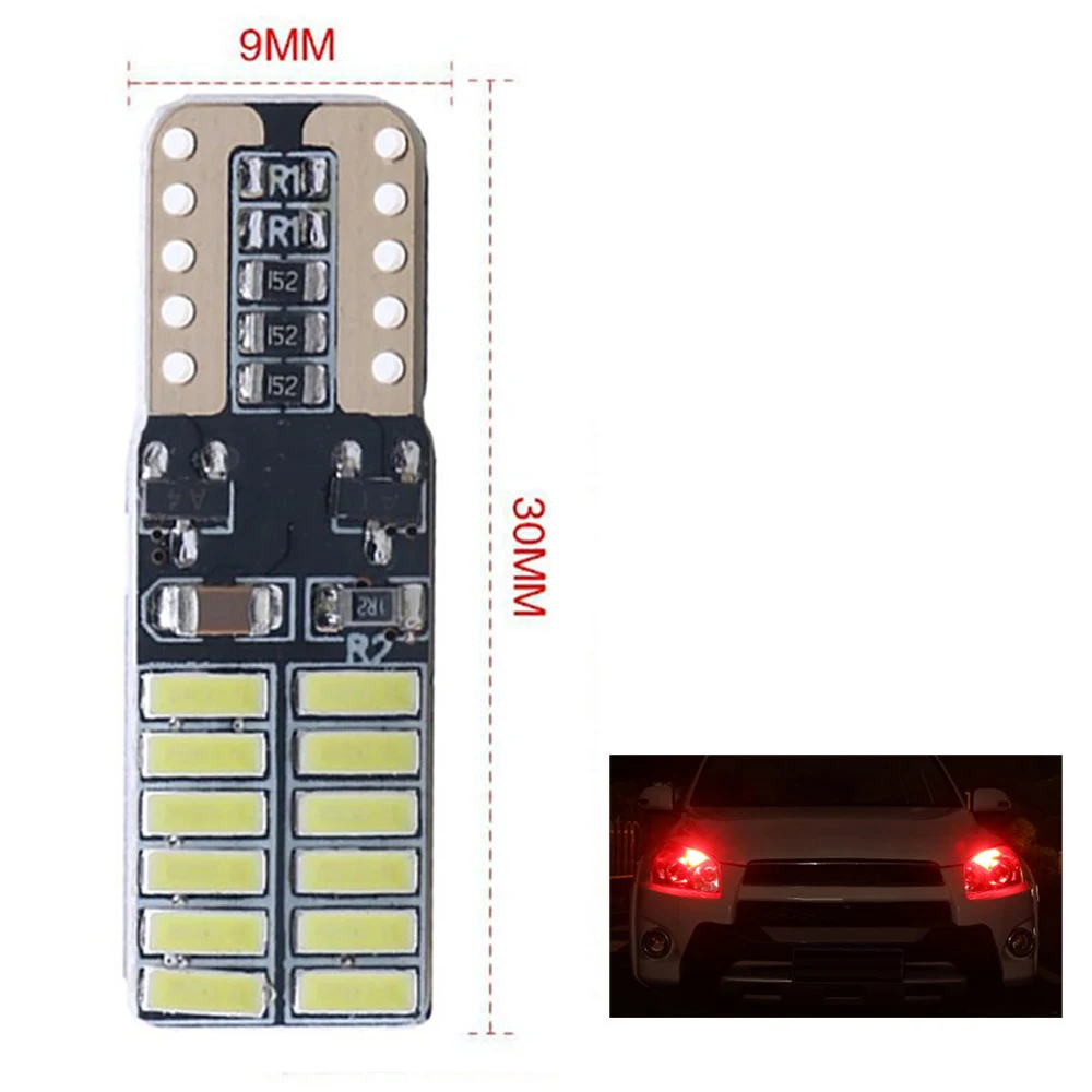 

2 шт., Автомобильные светодиодные лампы T10 Canbus 4014 24SMD W5W 12 в 6000K
