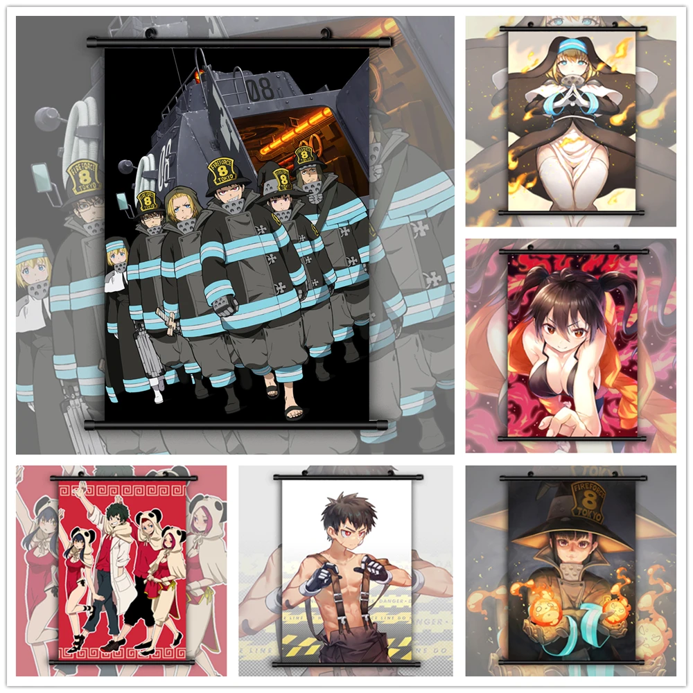 

Enen no Shouboutai Fire Force Kusakabe Shinra Kotatsu Tamaki Oze Maki Anime manga wall Poster Scroll