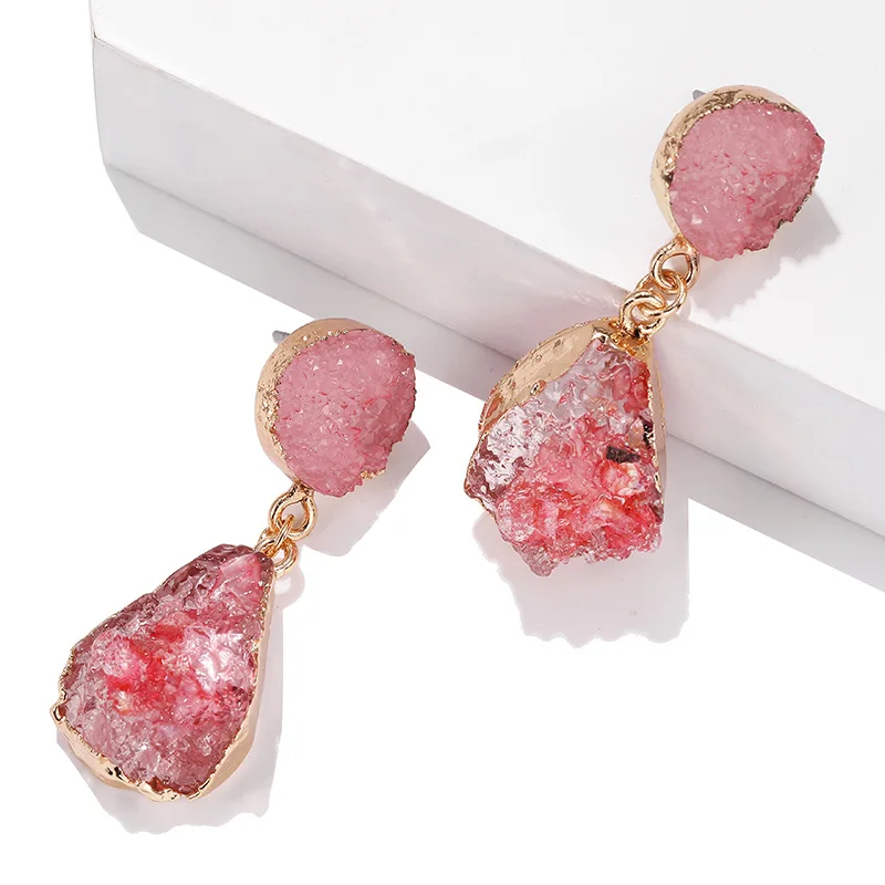 2019 корейские очаровательные серьги с розовыми и зелеными кристаллами винтажные