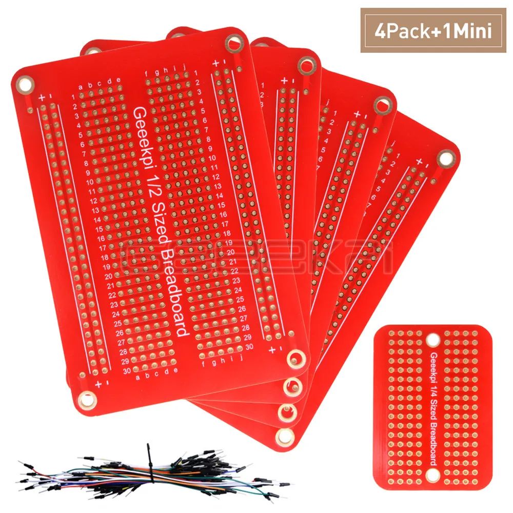 GeeekPi Prototype PCB Solderable Breadboard for Arduino and DIY Electronics Projects Gold-Plated (4 Pack + 1 Mini Board) | Компьютеры и