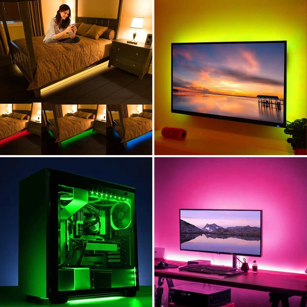 5V USB LED Strip Light RGB 5050 Battery Power Kit Waterproof Tape String Lighting For PC LCD TV Backlight Home Decoration | Освещение
