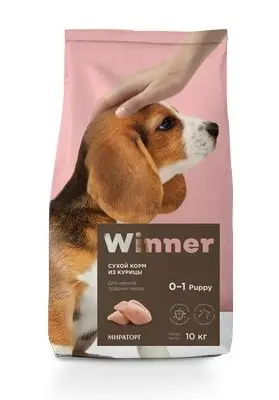 Winner Сухой корм с курицей для Щенков средних пород 10кг|Сухой собак| |