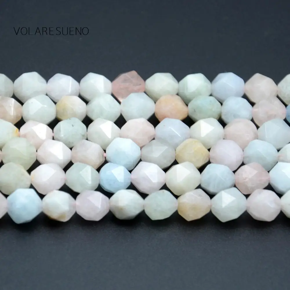 

Натуральный граненый морганит, круглые бусины россыпью для изготовления ювелирных изделий, бусины-разделители 8-10 мм, подходят для Diy брасле...