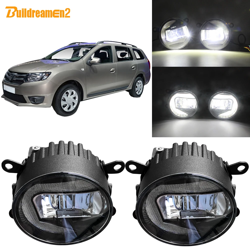 Buildreamen2 Car External LED Projector Fog Light + Daytime Running DRL White 90mm Diameter 12V For Dacia Logan 2004-2015 | Автомобили и