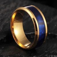 8mm gold color stainless steel ring for men women shell style rings wedding anniversary jewelry party gift high quality