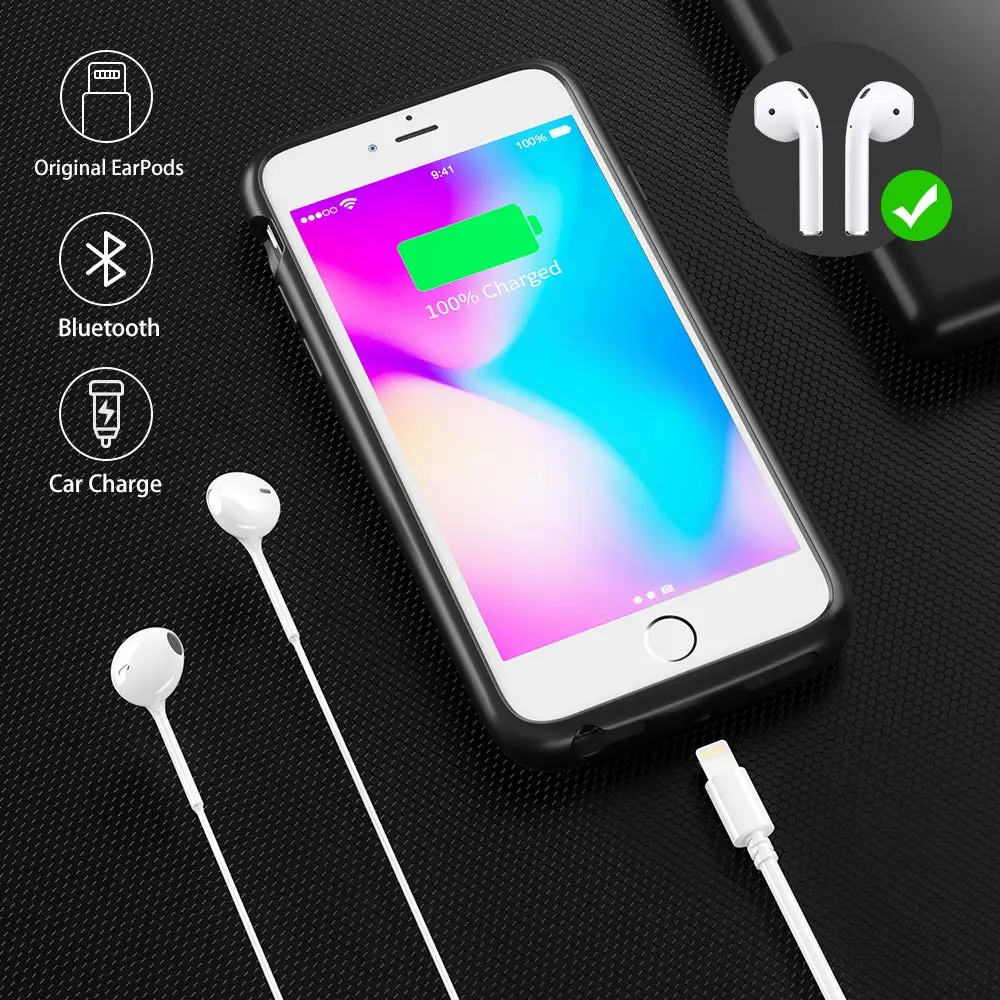 NEWDERY чехол с аккумулятором для iPhone 7,8, 3200 мАч, Беспроводная зарядка, расширенный аккумулятор, чехол для iPhone 7 8, черный цвет