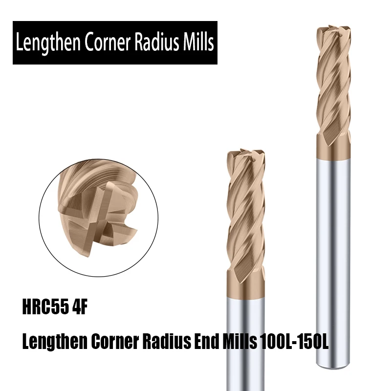 

Удлиненный Угловой радиус 4F, фрезерный материал из вольфрамовой стали, высокая твердость, эффективная обработка, HRC55, 1 шт., инструменты из ка...