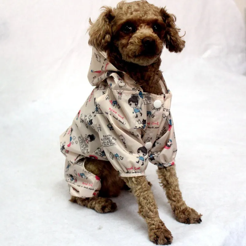 Pet Raincoat Dog Clothes Sof Light Waterproof for Small with hood | Дом и сад