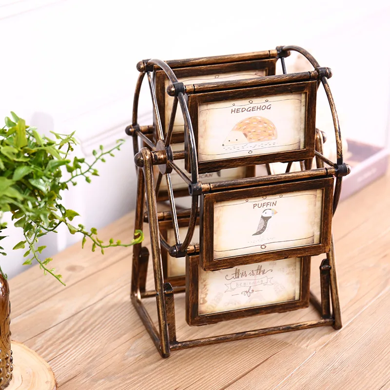 

European creative home decoration retro ferris wheel photo frame display bar milk tea shop desktop display studio wedding props