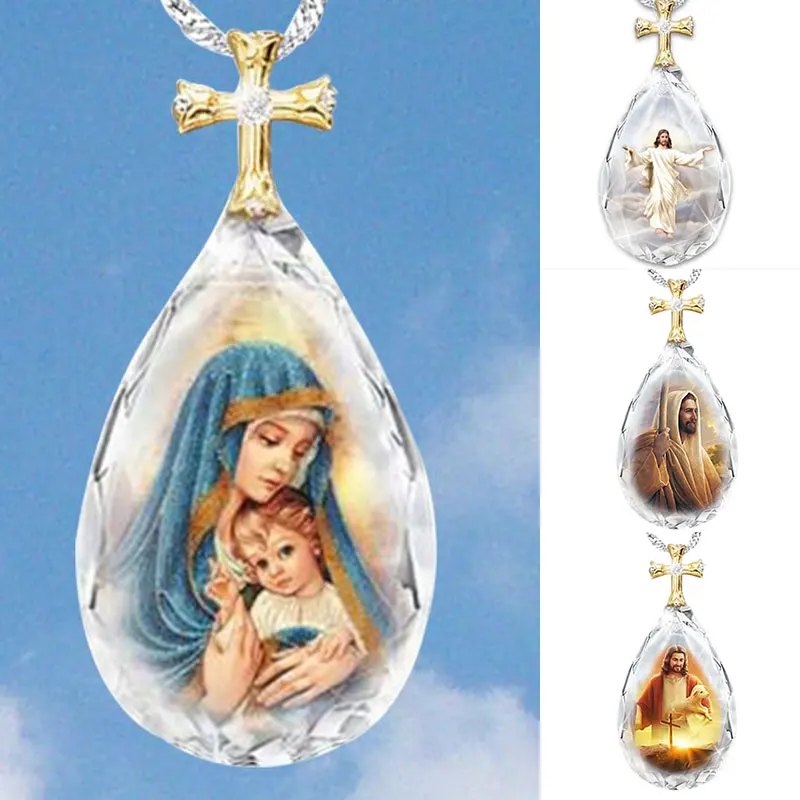 

Anniversary Jewelry Image Of Jesus Cross Necklace Elegant Jesus Prayer Necklace Fashion Lover Gift Exquisite Necklace