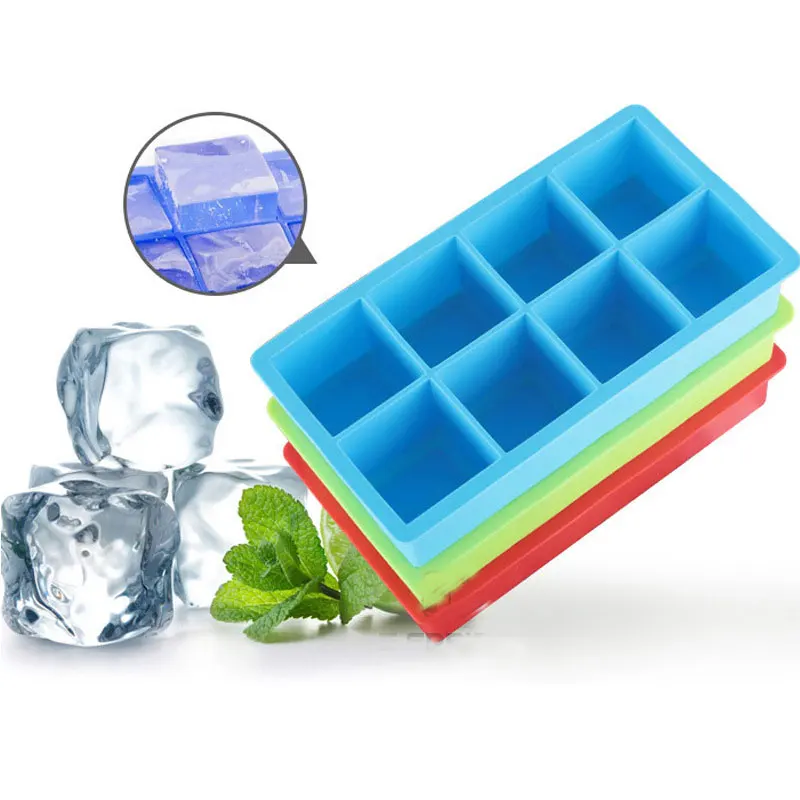 High quality 8 Grids Food Grade Silicone Ice Cube Tray Homemade Maker Bar Kitchen Accessories