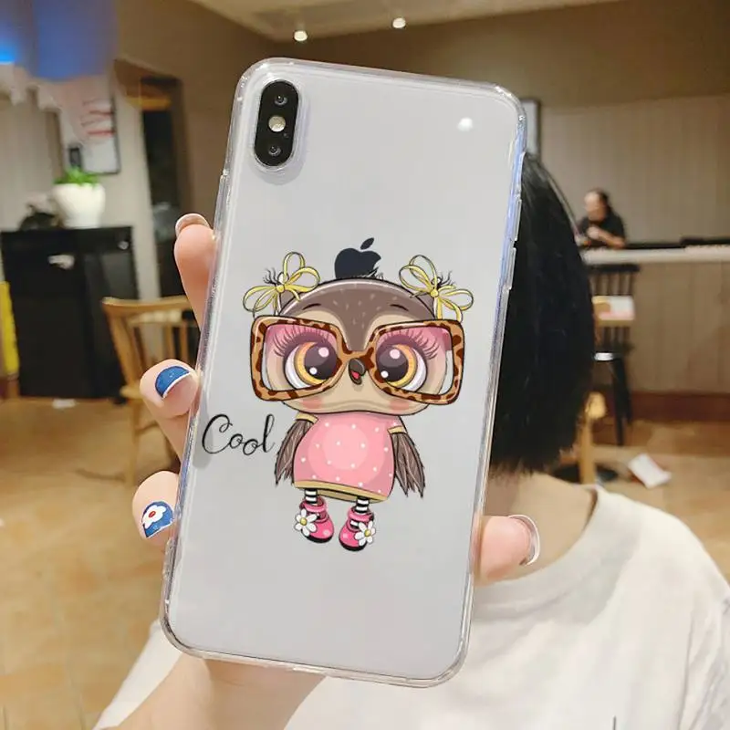 

Cute cartoon owl Phone Case Transparent soft For iphone 5 6 7 8 11 12 s c se plus mini x xs xr pro max shell
