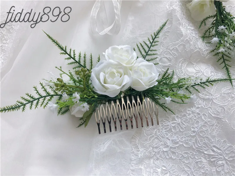 Bridal Wedding Hair Accessories Boho Greenery Flower Crown Comb Headband Headpiece tocados flores bodas bandeaux mariée | Свадьбы и
