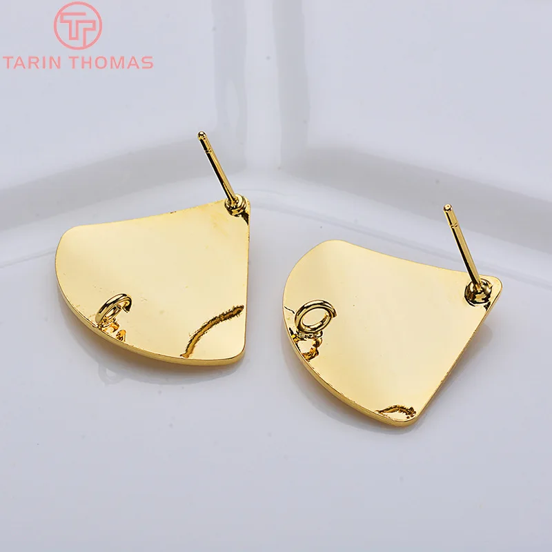 6 шт. позолоченные серьги гвоздики с глянцевой поверхностью 20 х23