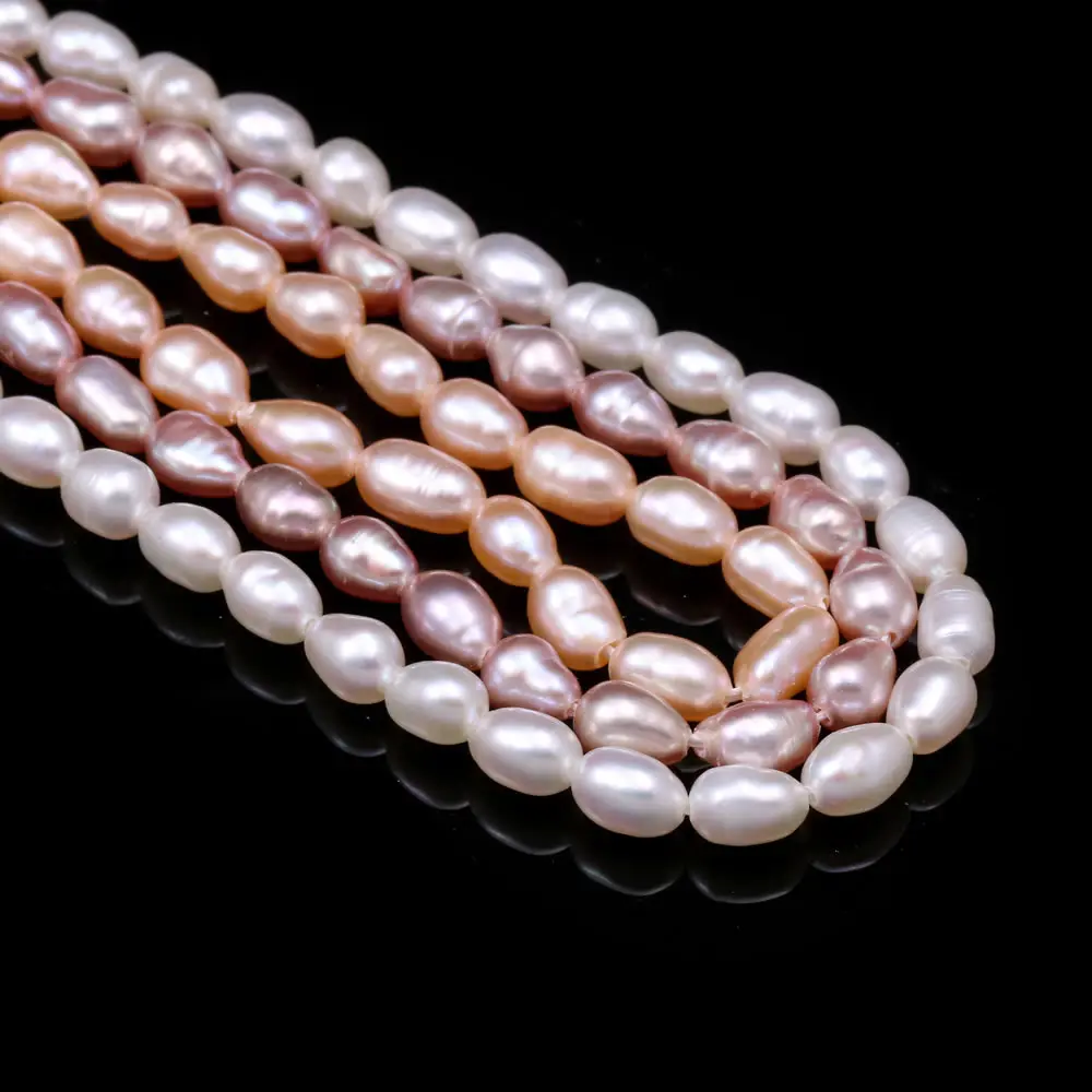 

Natural Freshwater Pearl Beads Rice Shaped Punch Pearl Beads for Jewelry Findings Making DIY Bracelet Necklace Crafts Wholesale