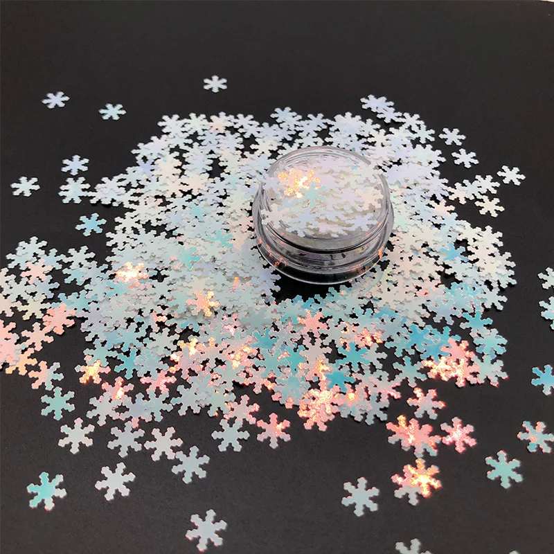 

100g 200g 500g Holographic Rainbow Snowflakes Shaped Chunky Glitter Sequins Laser Snow For DIY Nail Art Festival Xmas Decoration