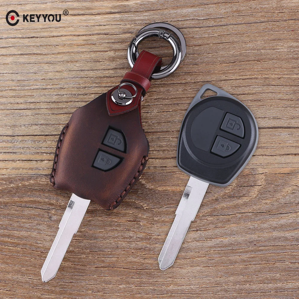 KEYYOU кожаный 2 Автомобильный ключ с кнопкой чехол для SUZUKI SX4 Swift Grand Vitara Liana