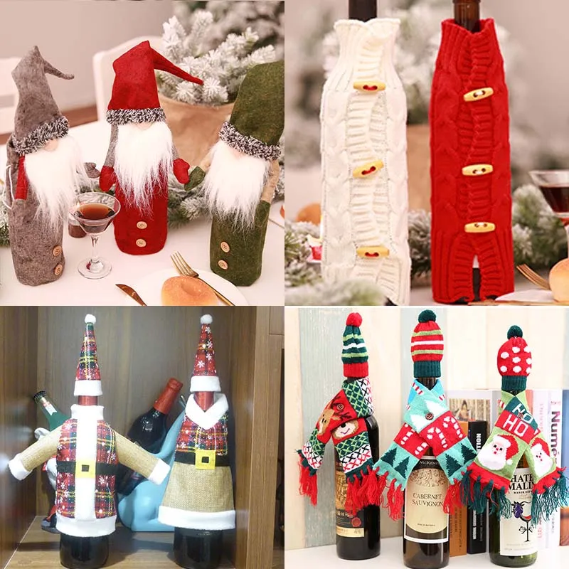 1 комплект Рождественская бутылка для вина Санта Клаус снеговик олень крышка