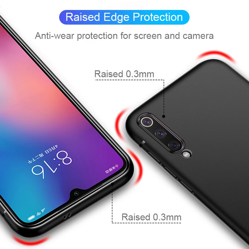 Силиконовый чехол для Xiaomi Mi A1 A2 A3 9 8 Lite SE матовый ультратонкий однотонный 9T Pro