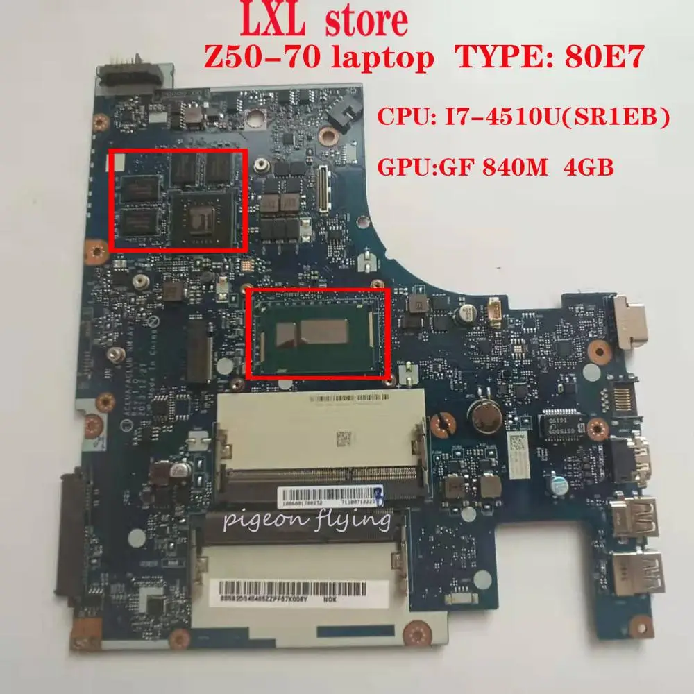 Материнская плата Z50-70 для ноутбука lenovo 80E7 ACLUA/ACLUB NM-A273 cpu: I7-4510U GPU: GF 840M 4GB FRU 5B20G45436 5B20G45465