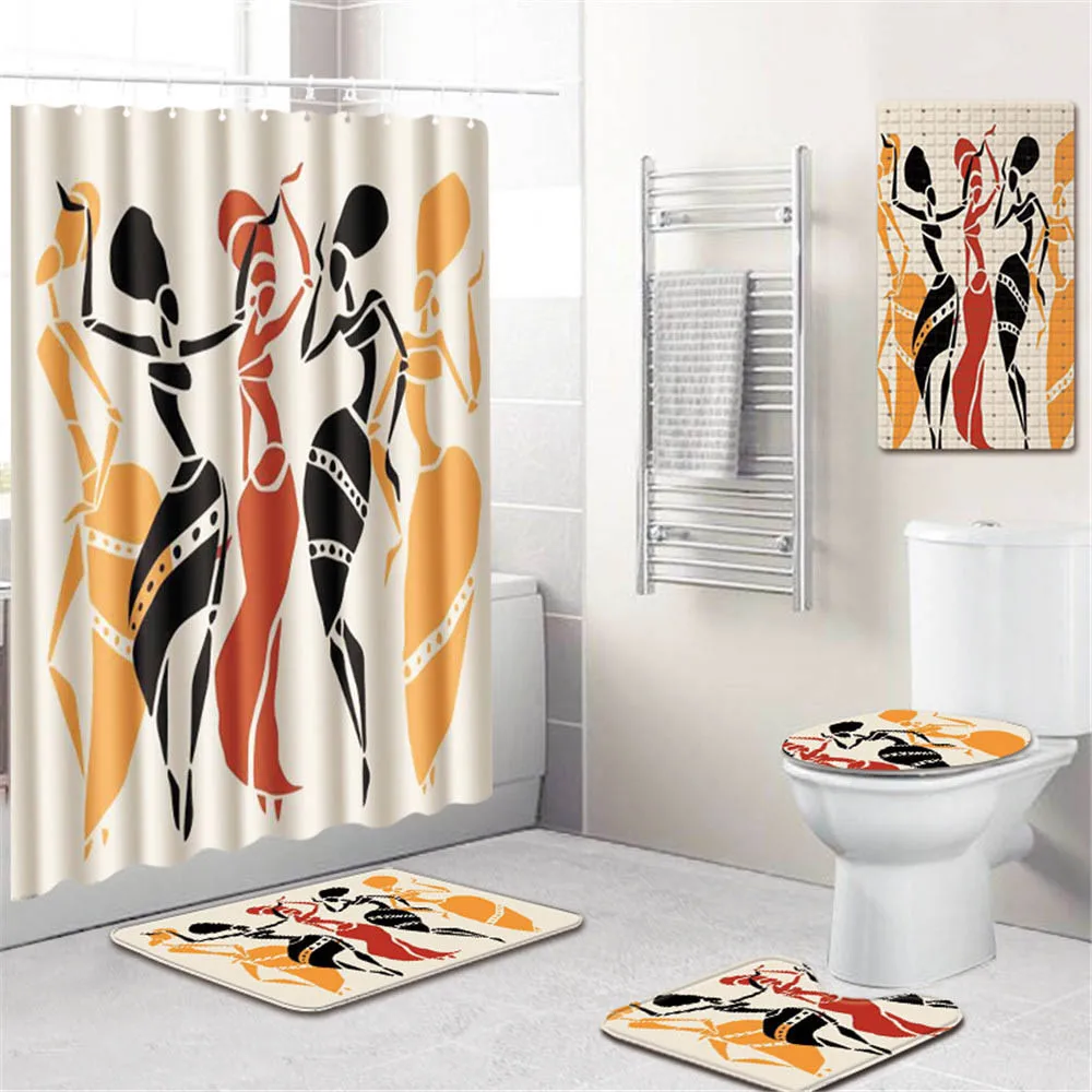 Африканской женщины Шторки для душа с принтом Водонепроницаемый полиэстер ткань