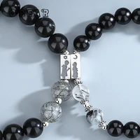 obear 925 sterling silver handmade beaded charm obsidian sun moon bracelet men women couple friendship bracelet jewelry