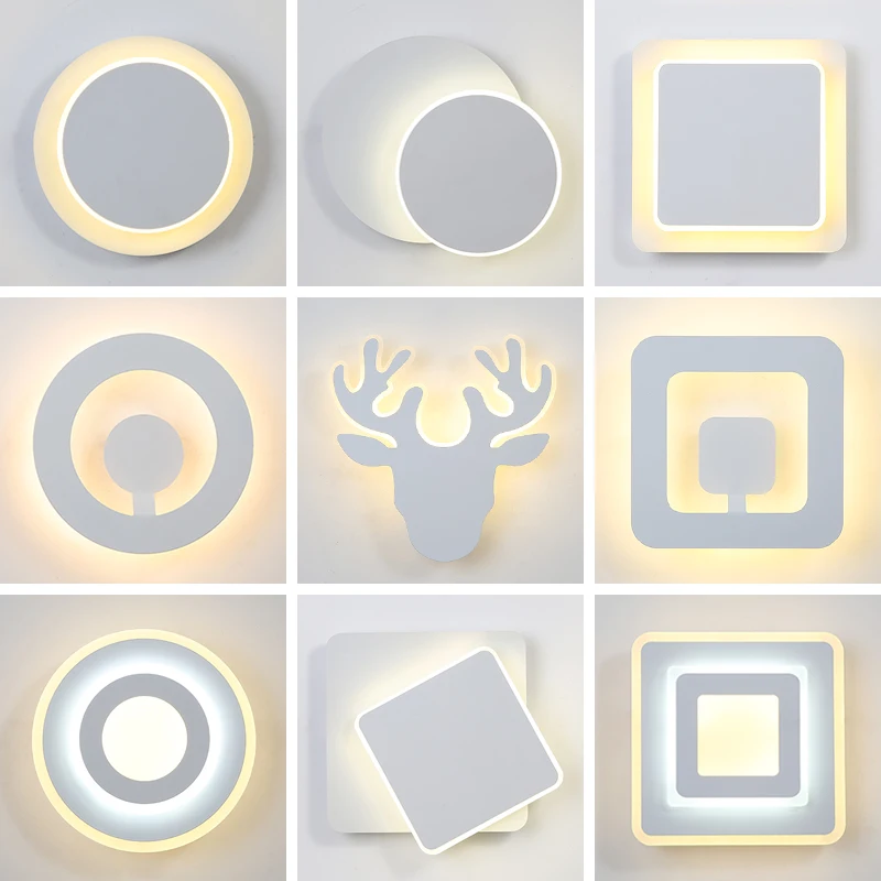 Черный/белый акриловый современный светодиодный настенный светильник для дома