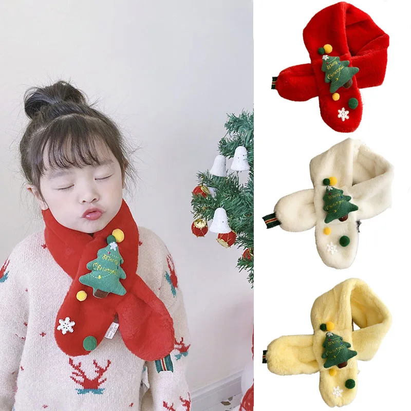 

Шарф для детей, милый мультяшный шейный платок на Рождество, шарфы, зимний шарф, мягкий плюшевый сохраняющий тепло снуд, утепленные шарфы на ...