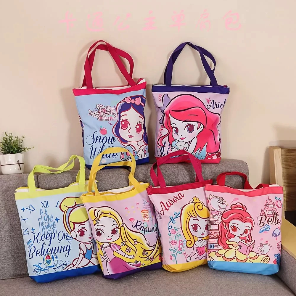

Disney Frozen Cartoon shoulder bag female wild large-capacity canvas tote bag girl heart handbag fashion casual storage bag
