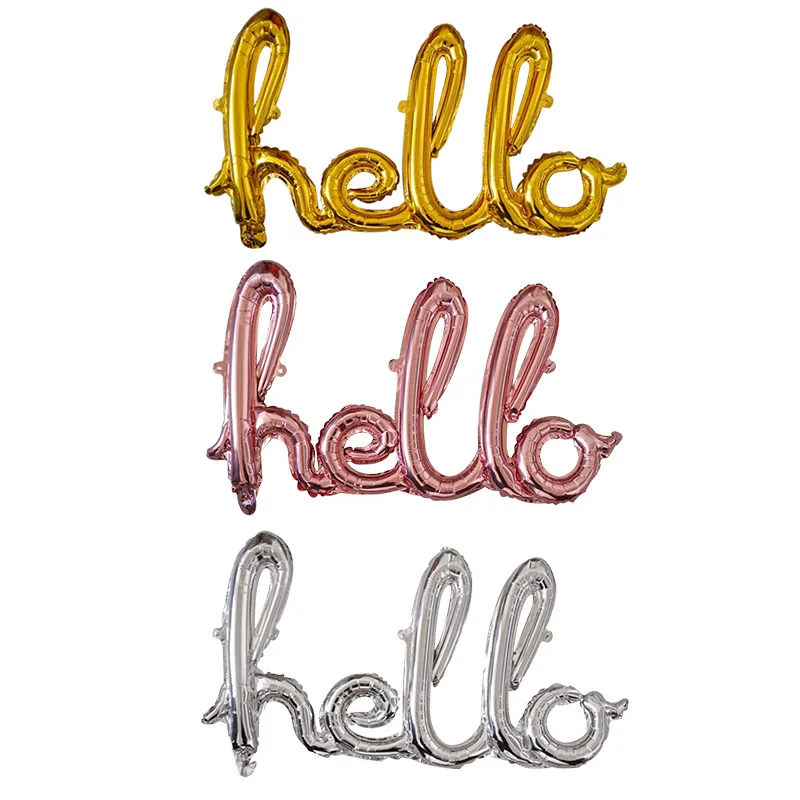 Большой Размеры 90x60 см Link Rose Gold Hello Baby Фольга шарики Shower 1st День рождения украшение
