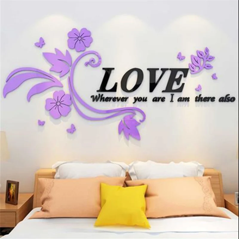 

Flower Pattern Wall Sticker Living Room Wall Decoration Romantic Wall Decal For Home Decor Sofa Background Decals Wallpaper