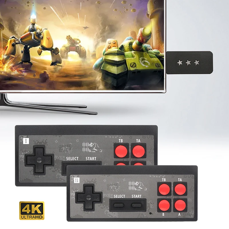 

Retro TV Game Console Built in 621 Classic Games HD 4K Video Game Console Mini Wireless Controller Output Dual Players