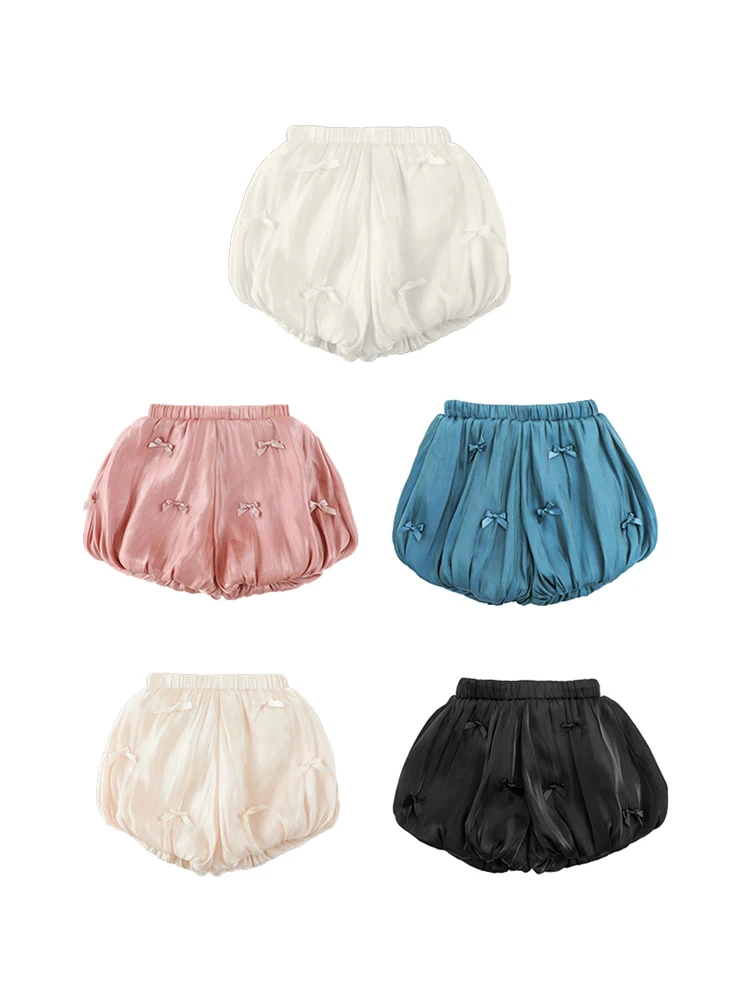 

Girls' Korean Shorts Summer New Flower Bud Candy Color Bow Foreign Style Joker Cool Pumpkin Pants